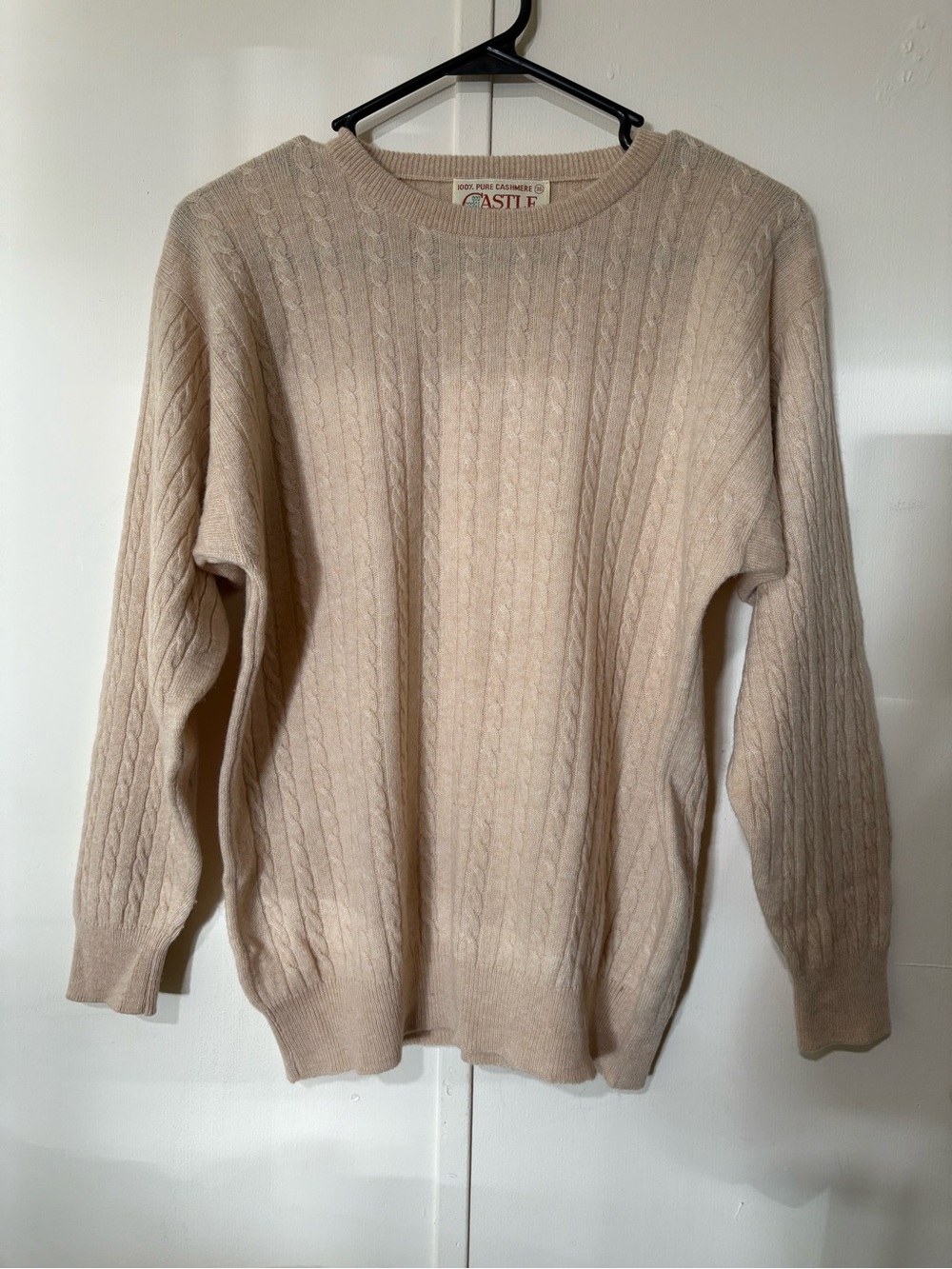Cashmere Beige Cable-Knit Crewneck Sweater - Men's